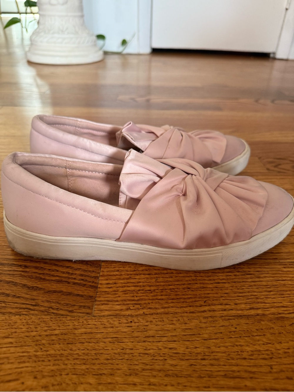 MIA Pink Knotted Satin Slip-On Sneakers